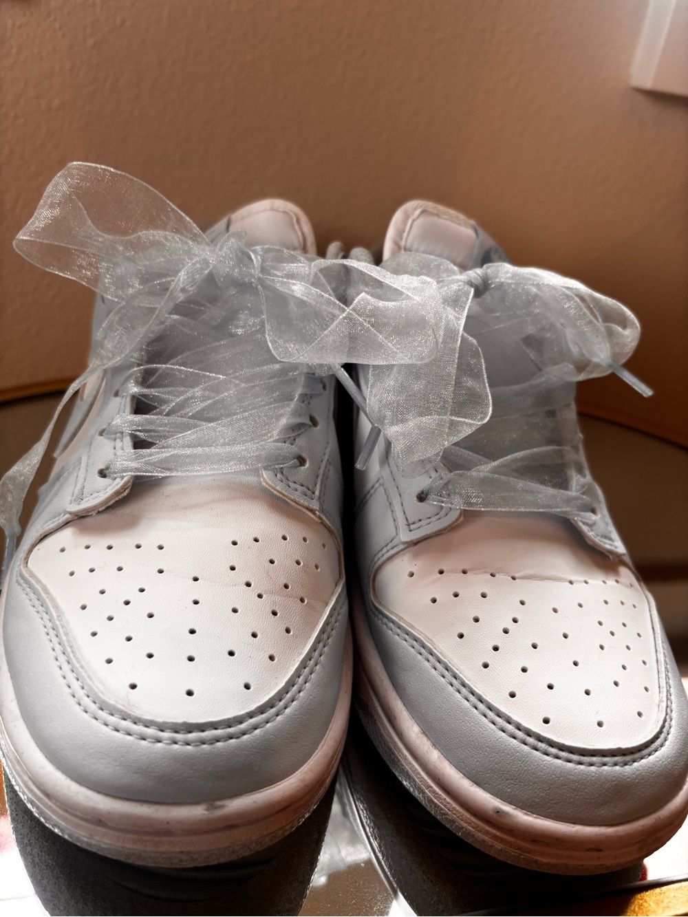 Nike Low-Top Sneakers in White and Light blue with Sheer Ribbon Laces - Picture 4 of 9